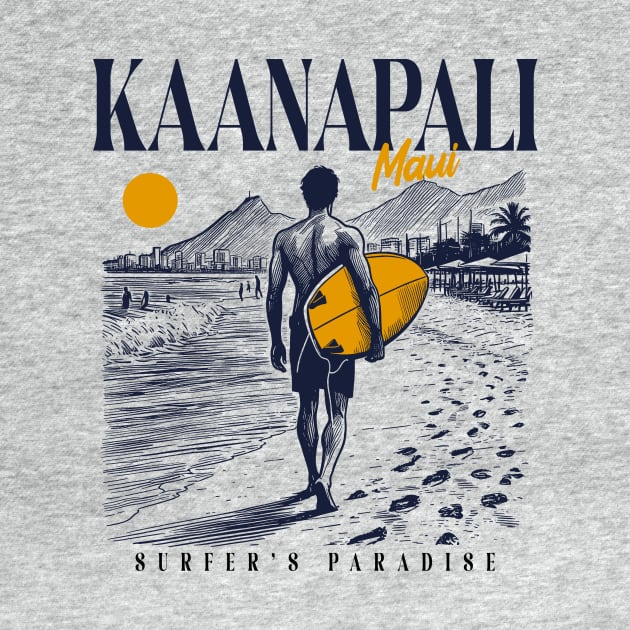 Vintage Surfing Kaanapali Beach Maui, Hawaii// Retro Surfer Sketch // Surfer's Paradise by Now Boarding